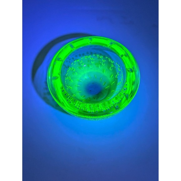 Murano Other - Vintage‎ Uranium Glass Ashtray Bullicante Controlled Bubble Green Glow Dish
